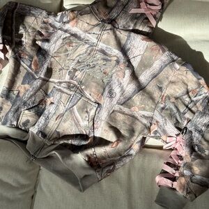 Named collective: pink & camo zip up